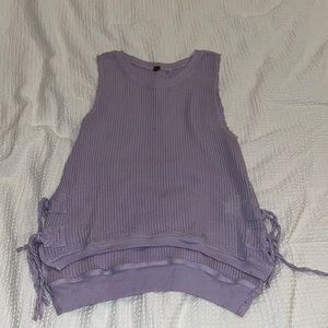 Free people lavender knit tank with tie side detail